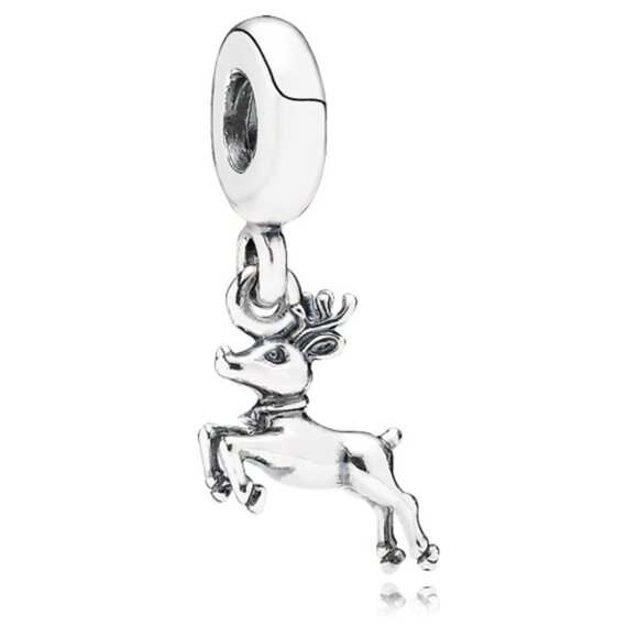 PANDORA Reindeer Dangle Charm Authentic Sterling Silver Christmas Holiday - Picture 1 of 10
